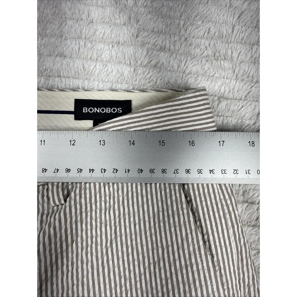 Bonobos Nova Fides Italy Seersucker Suit Beige Striped 40S Blazer 32x27 Pants